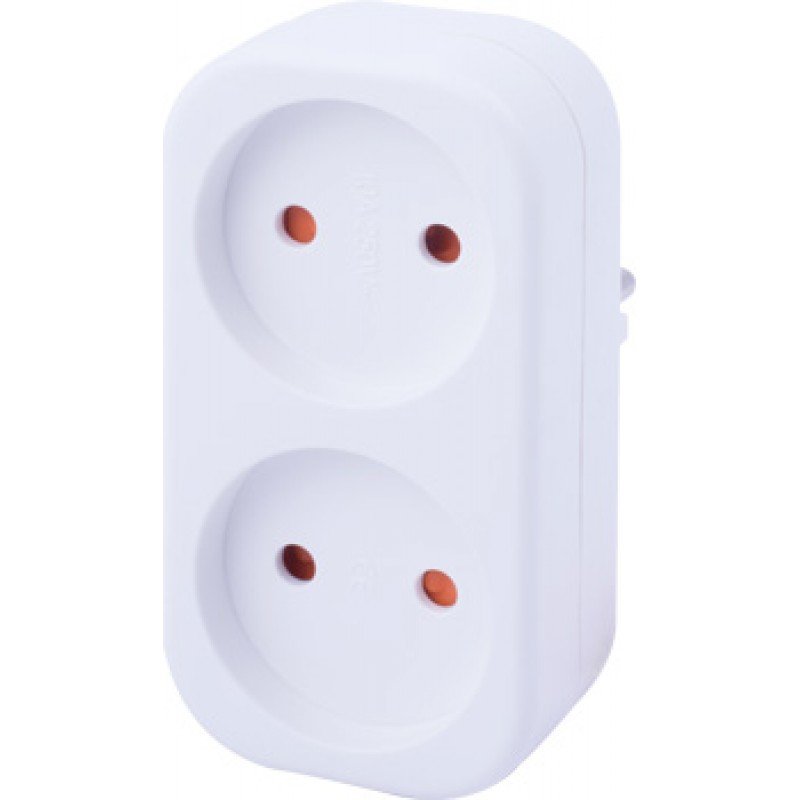 Трійник побутовий e.socket.002.10.2, 2 гнізда, 2P, 10А, без заземлення