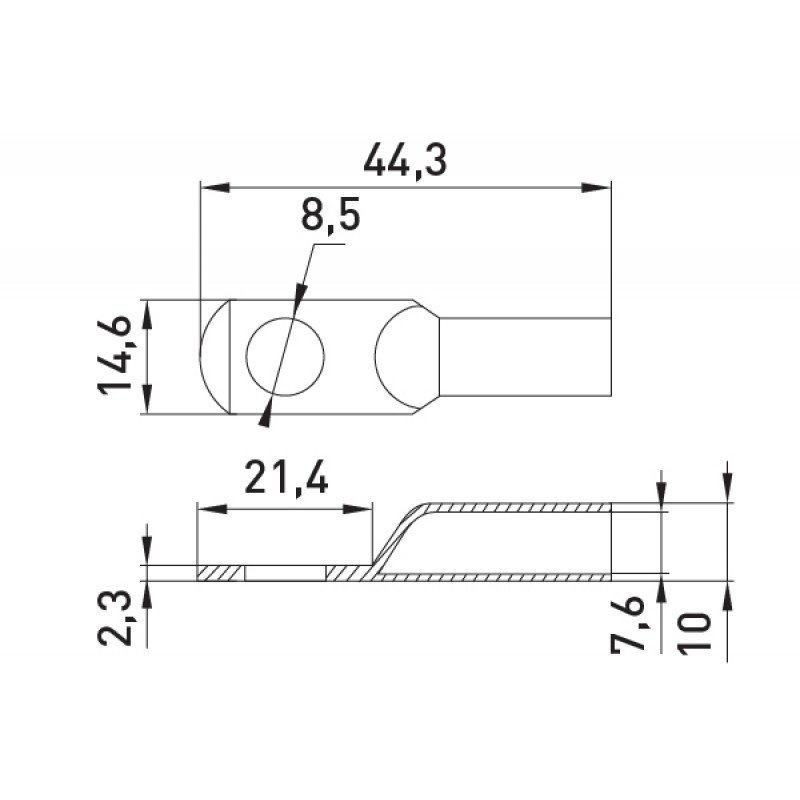 Мідний луджений кабельний наконечник e.end.stand.jg.25, D8.2