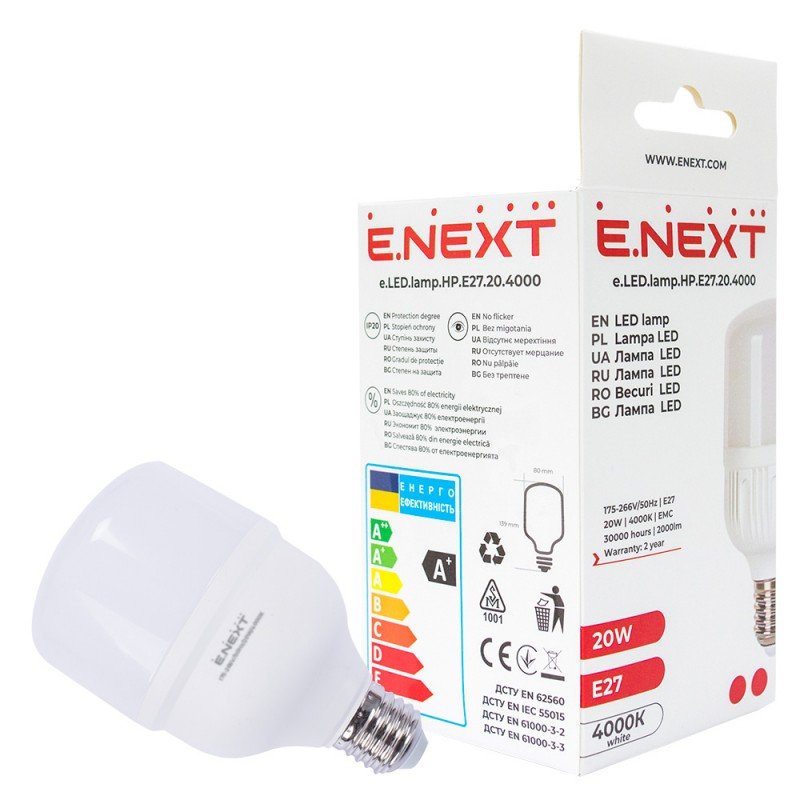 Лампа світлодіодна e.LED.lamp.HP.E27.20.4000