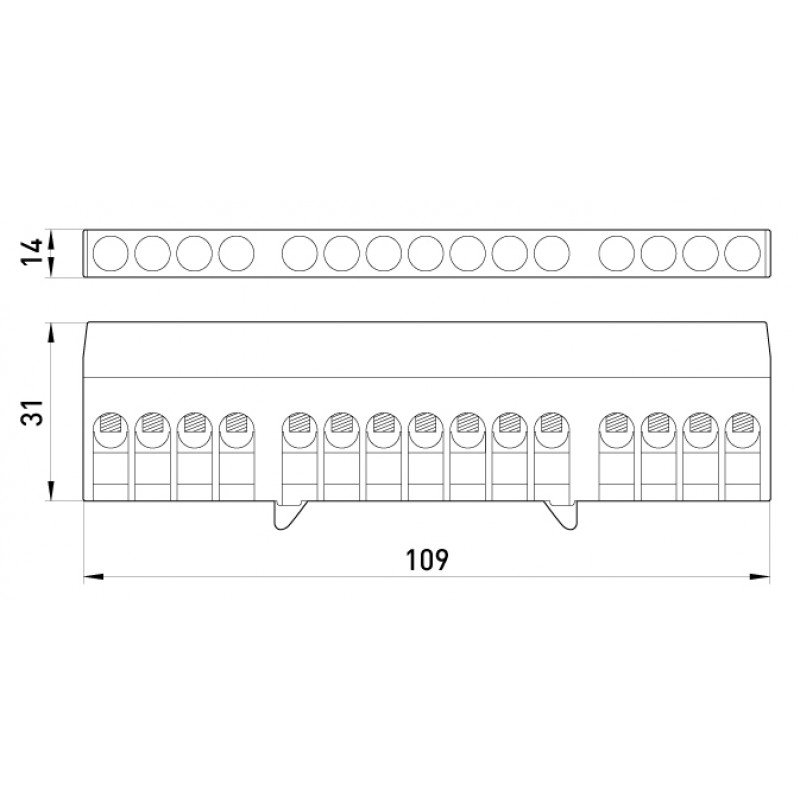 Шина нульова e.bsi.pro.1.15 на DIN-рейку в ізольованому корпусі зелена