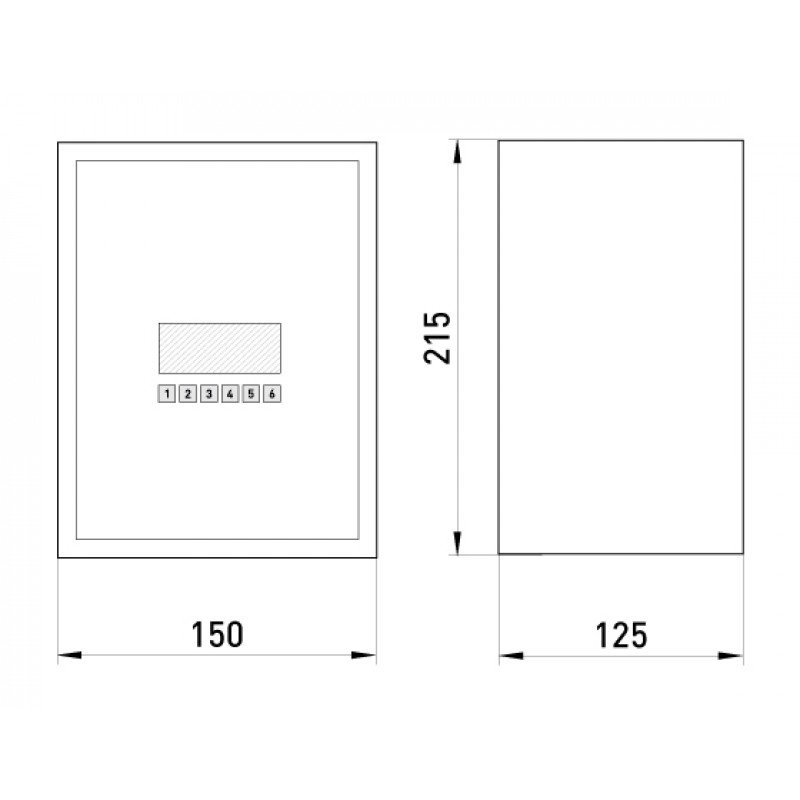 Шафа розподільна e.mbox.RN-6-P-Z металічна, навісна, 6 мод. з замком, 215х150х125 мм