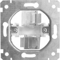 Механізм e.mz.16172.rj.12.45 розетки 2+1 телефон+комп&apos;ютер під Jack RJ12, RJ45