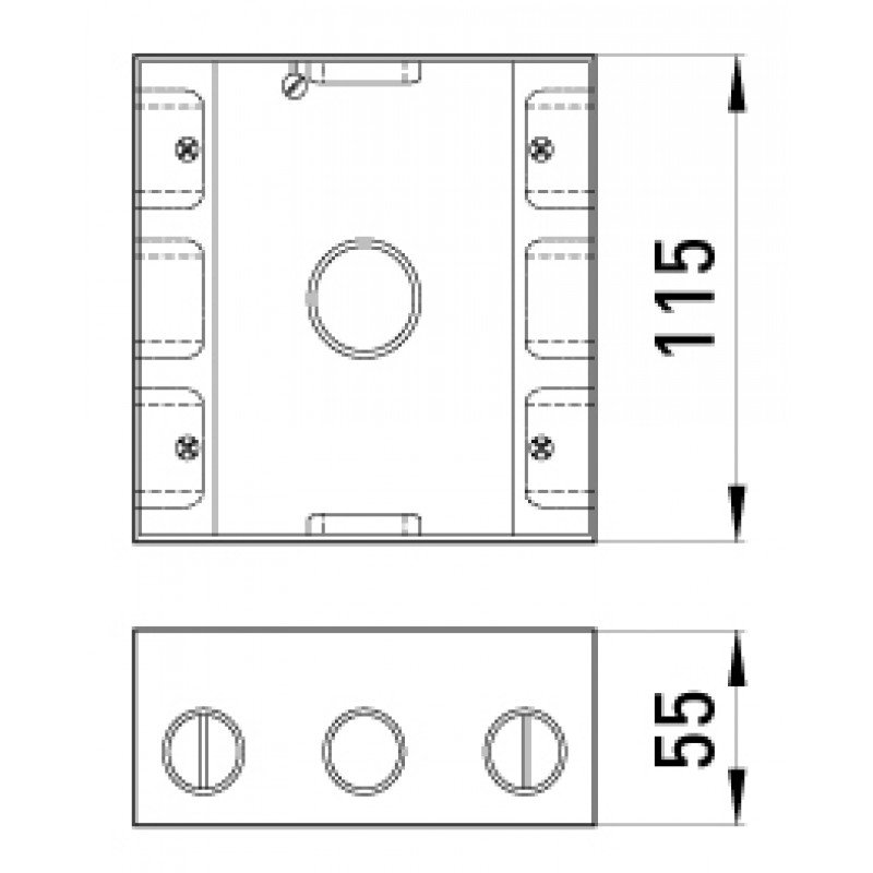 Коробка розподільча (монтажна) металева без кришки e.industrial.pipe.db.thread.5.х.1/2" з 5 різьбовими вводами 1/2"