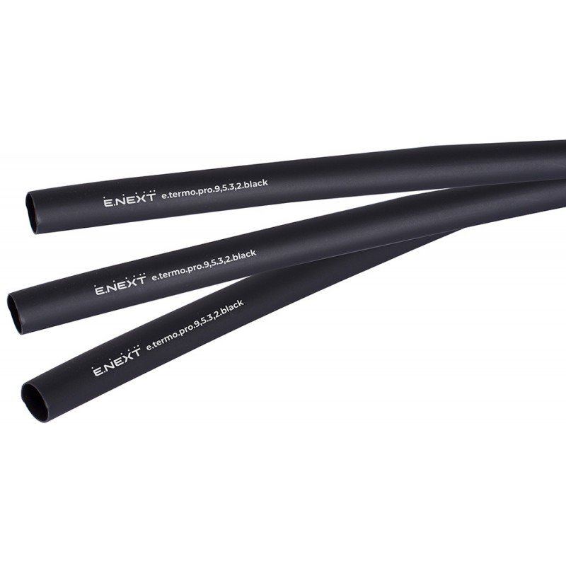 Термоусаджувальна трубка з клейовим шаром e.termo.pro.9,5.3,2.black, 9,5/3,2, 1м, чорна