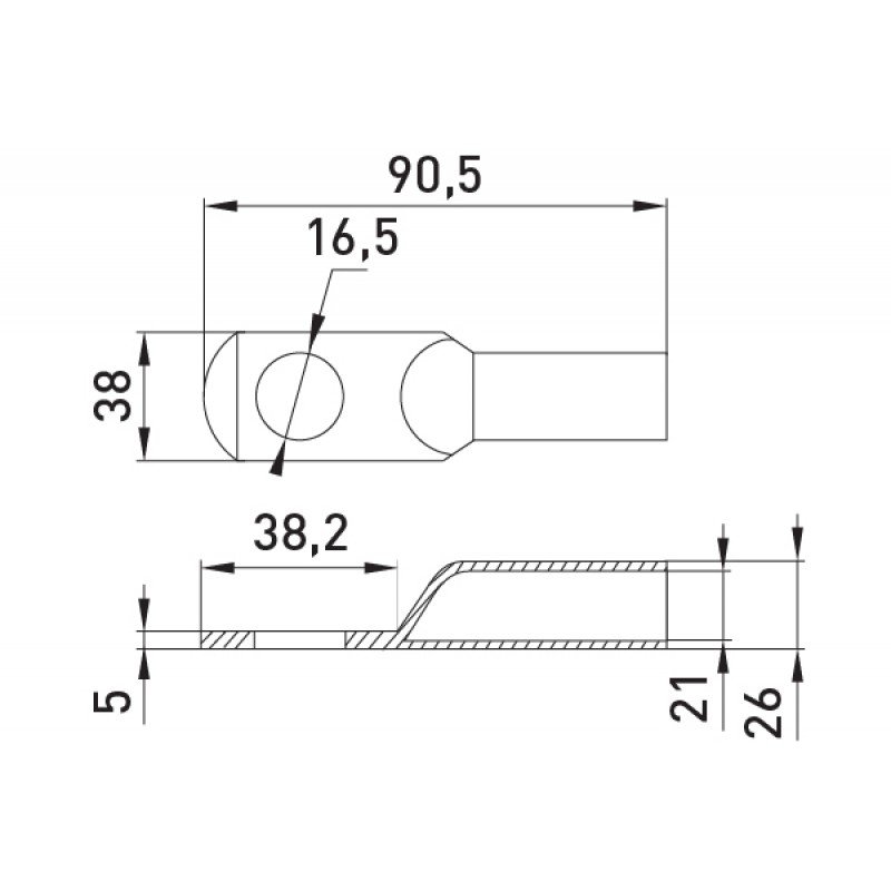 Мідний луджений кабельний наконечник e.end.stand.jg.240, D16.5