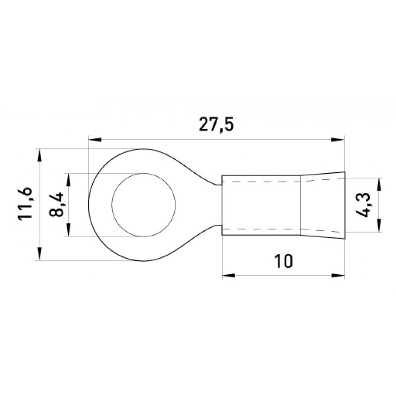 Ізольований наконечник e.terminal.stand.rv1.1,25.8.yellow 0.5-1.5 кв.мм, жовтий