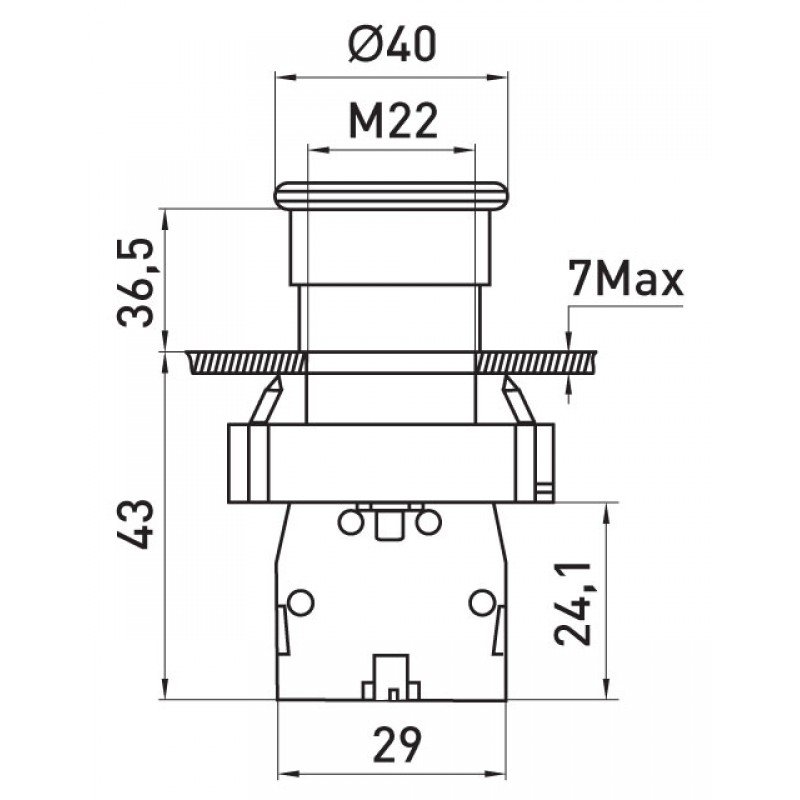 Кнопка "грибок" e.mb.bc42 без фіксації червона, 1NC