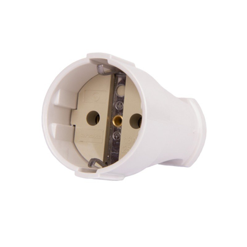 Розетка переносна e.socket.003.16.white, з з/к, 16А біла