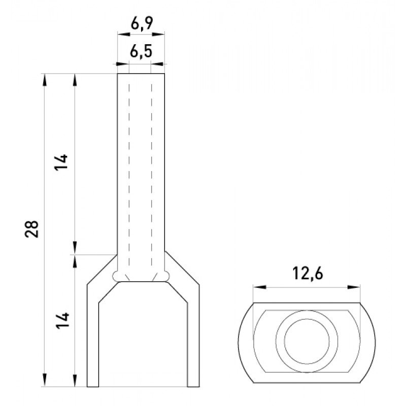 Ізольований наконечник e.terminal.stand.te.2.10.brown (TE10-14 brown) 2x10 кв.мм, коричневий