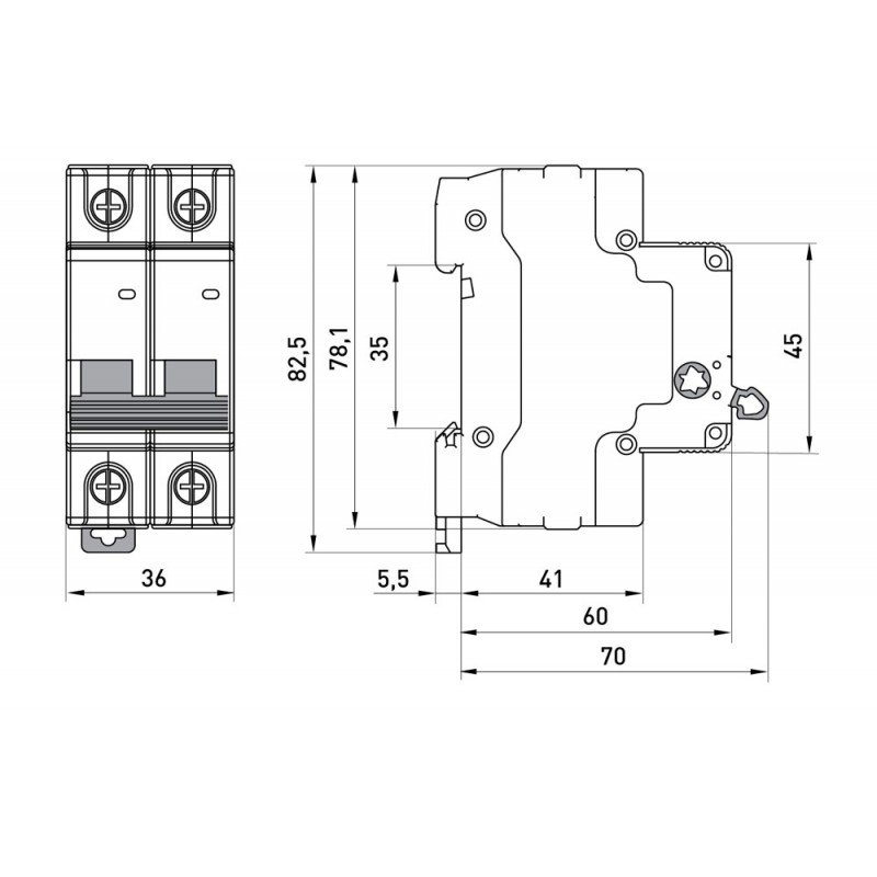 Вимикач навантаження на DIN-рейку e.is.stand.2.40, 2р, 40А