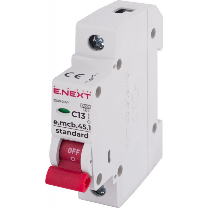 Модульний автоматичний вимикач e.mcb.stand.45.1.C13, 1р, 13А, C, 4,5 кА