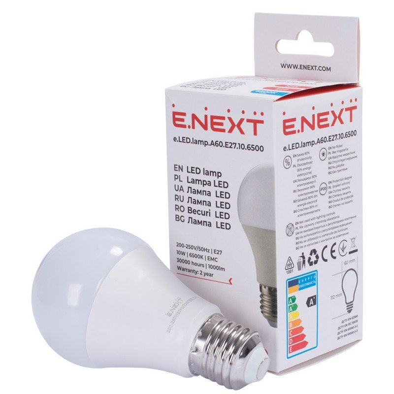 Лампа світлодіодна e.LED.lamp.A60.E27.10.6500, 10Вт, 6500К