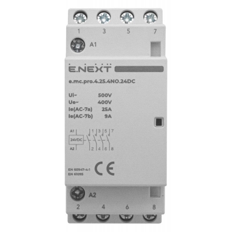Модульний контактор e.mc.pro.4.25.4NO.24DC, 4р, 25А, 4NO, 24В