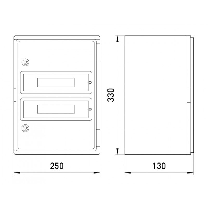 Корпус удароміцний з АБС-пластика e.plbox.250.330.130.18m.tr, 250х330х130мм, IP65 з прозорими дверцятами та панеллю під 18 модулів