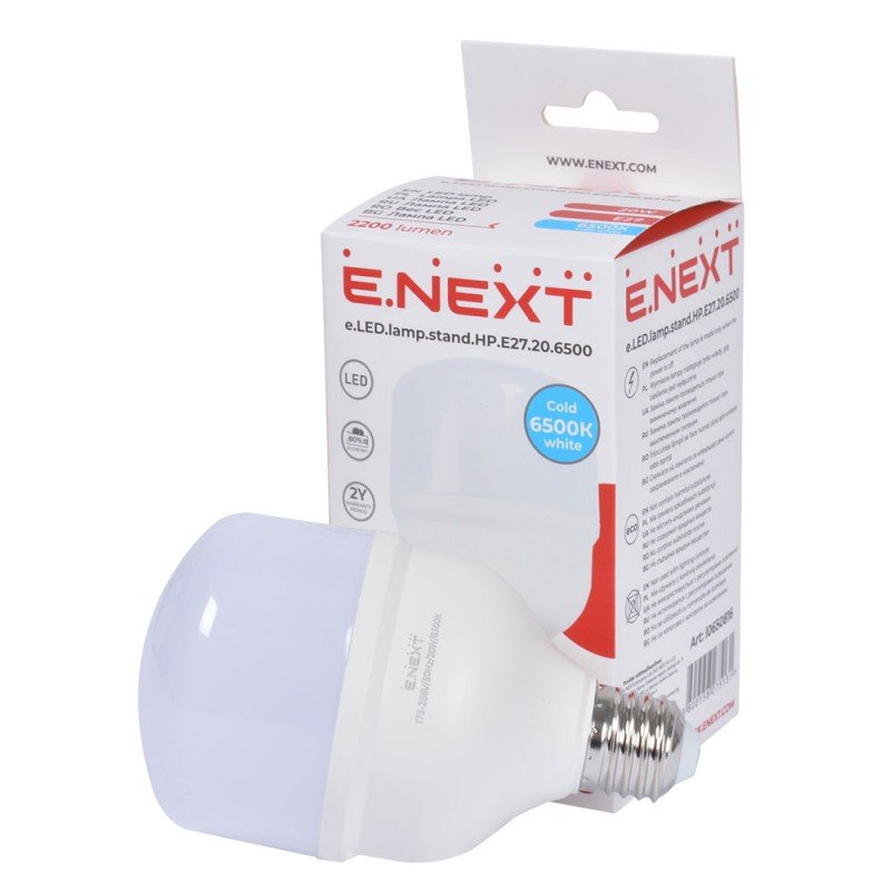 Лампа світлодіодна e.LED.lamp.stand.HP.E27.20.6500, 20Вт, 6500К 110лм/Вт