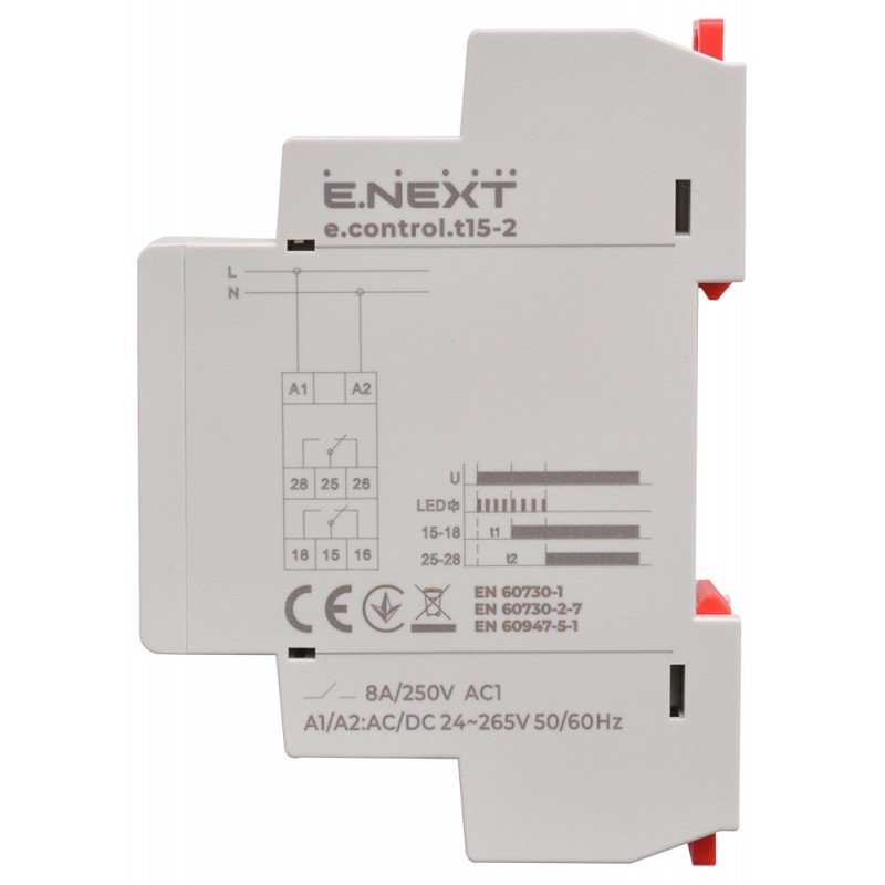 Реле затримки часу на вмикання e.control.t15-2. 2 незалежних канала