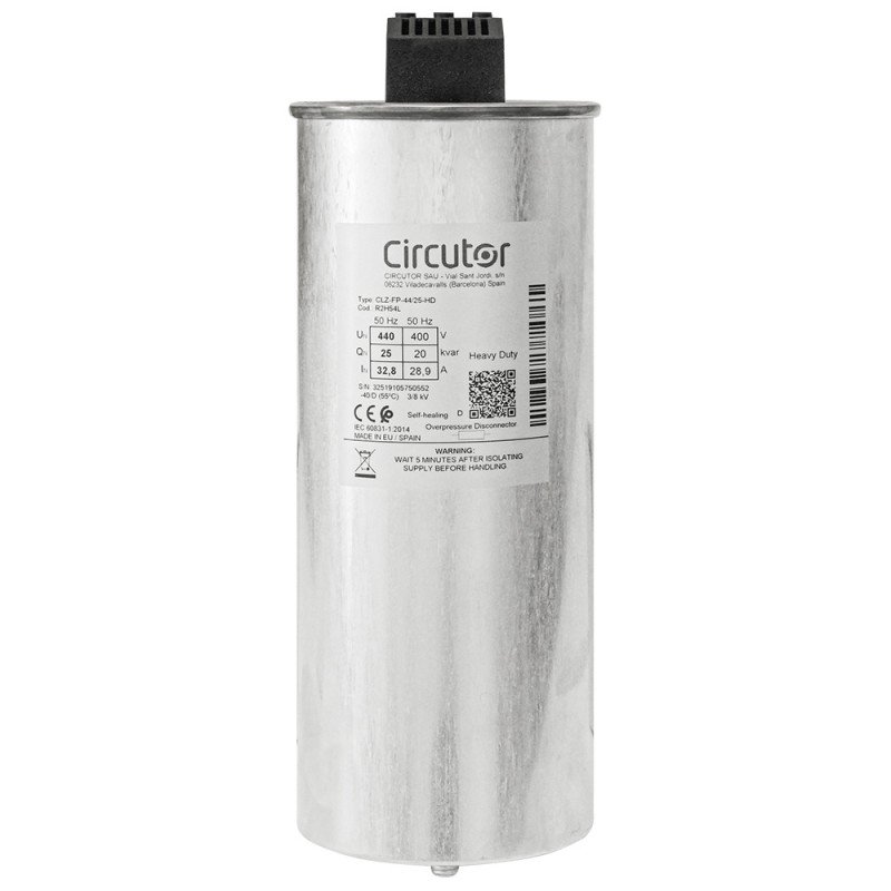 Конденсатор CLZ-FP-44/25-HD 20кВАр, 400В (25кВАр 440В) трифазний самовідновлювальний циліндричний
