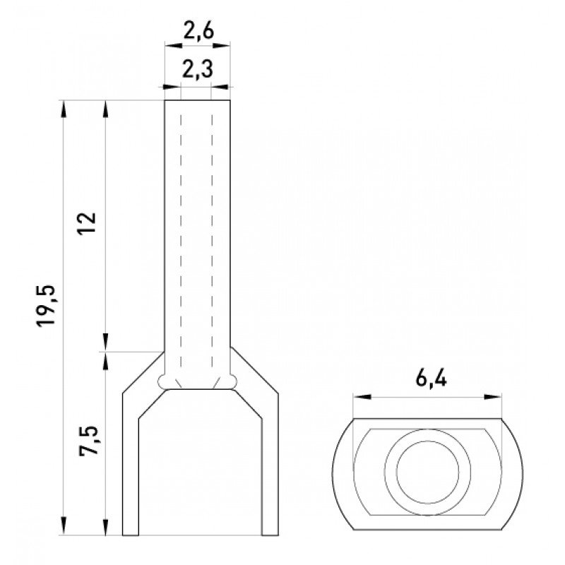 Ізольований наконечник e.terminal.stand.te.2.1.5.black (TE1512 black) 2x1,5 кв.мм, чорний