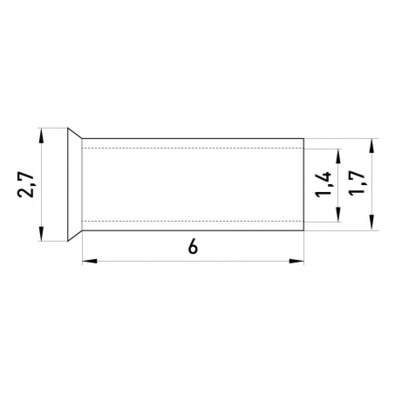 Неізольований наконечник e.terminal.stand.en.1.6 1,0 кв.мм, L=6 мм