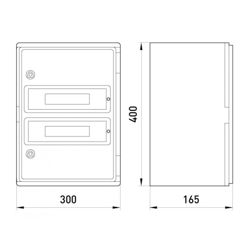 Корпус удароміцний з АБС-пластика e.plbox.300.400.165.24m.tr, 300х400х165мм, IP65 з прозорими дверцятами та панеллю під 24 модулі