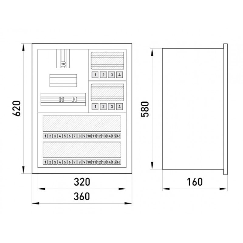 Корпус e.mbox.stand.w.f3.36.z металевий, під 3-ф. лічильник, 36 мод., що вбудовується, з замком