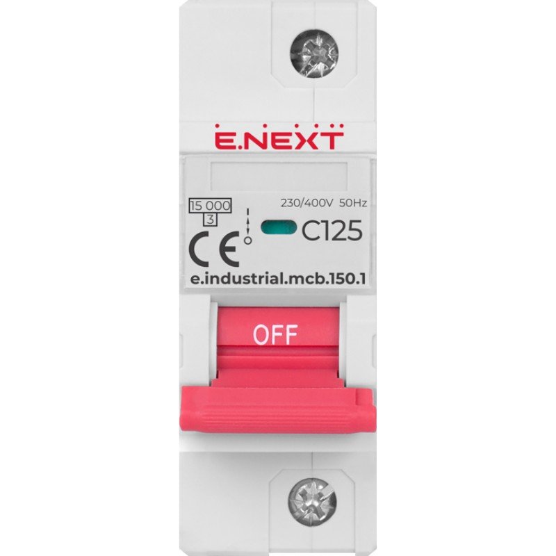 Модульний автоматичний вимикач e.industrial.mcb.150.1.C125, 1р, 125А, C, 15кА