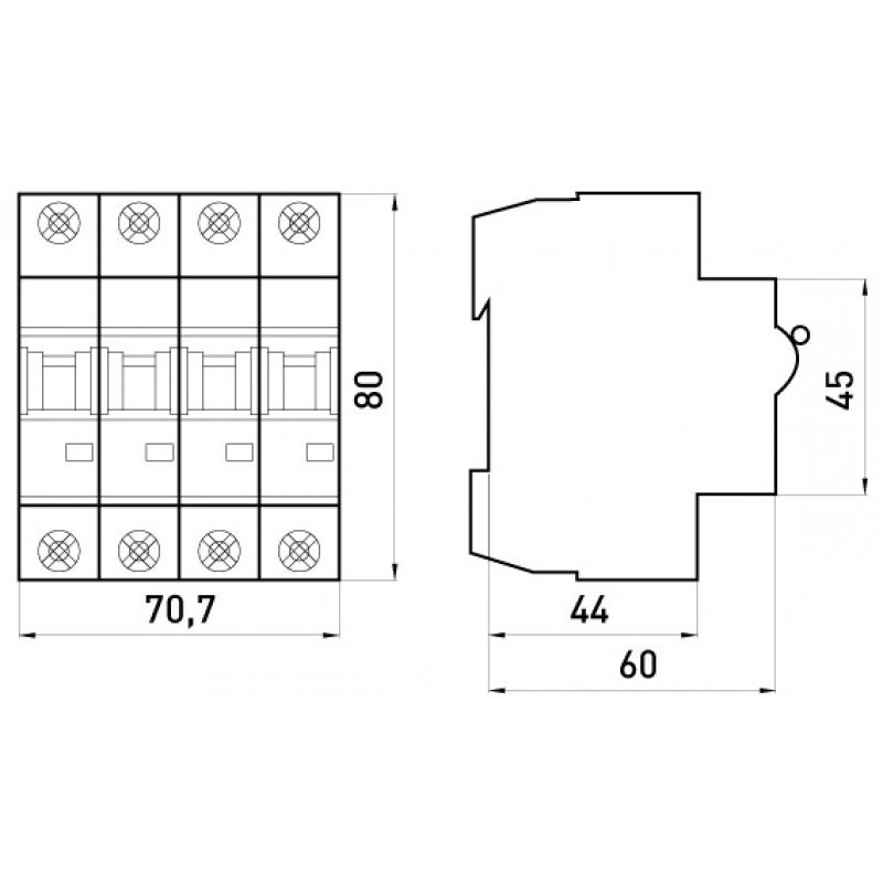 Модульний автоматичний вимикач e.industrial.mcb.100.4.C25, 4 р, 25А, C, 10кА