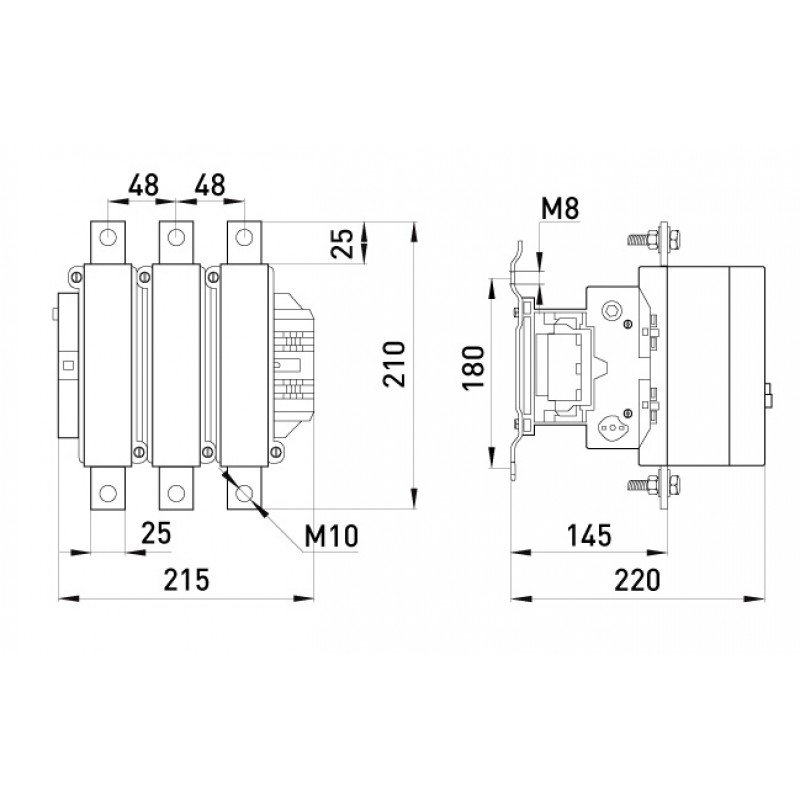 Контактор e.industrial.ukc.500.230, 500А, 230В, 1no