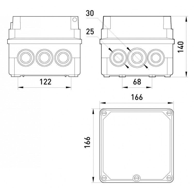 Коробка розподільча пластикова Z1 W IP 55 (166*166*140)