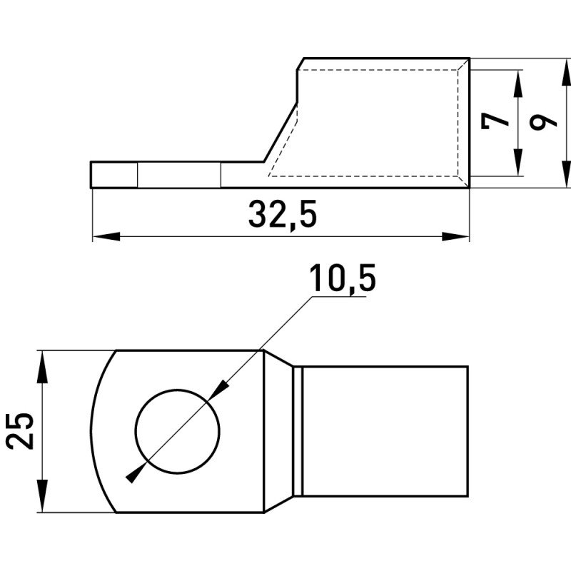 Мідний луджений кабельний наконечник e.end.stand.c.25, D10.5