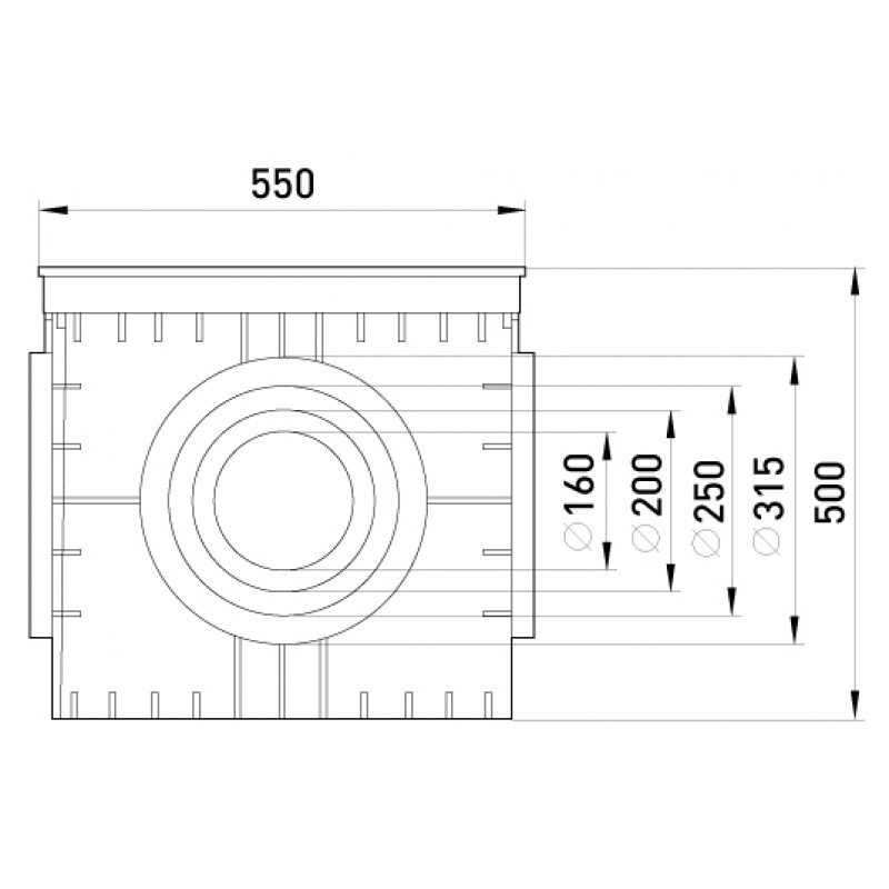 Колодязь кабельний пластиковий e.manhole.550.550.500.cover, 550х550х500мм з кришкою