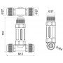 З'єднувач кабельний водонепроникний Т-подібний e.wcc.cnp25t, IP68