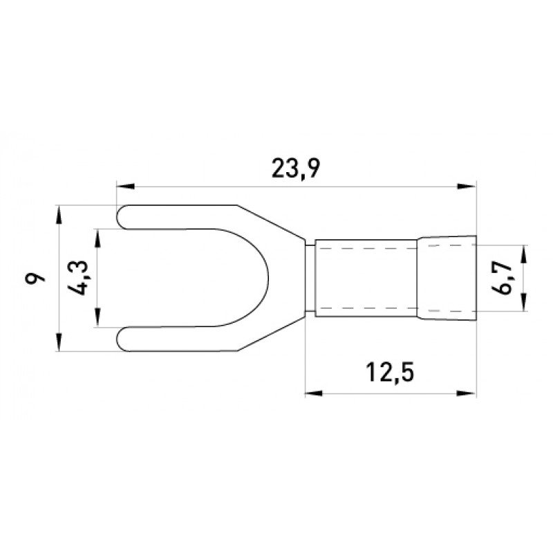 Ізольований наконечник вилковий e.terminal.stand.sv.5.4.grey 4-6 кв.мм, сірий