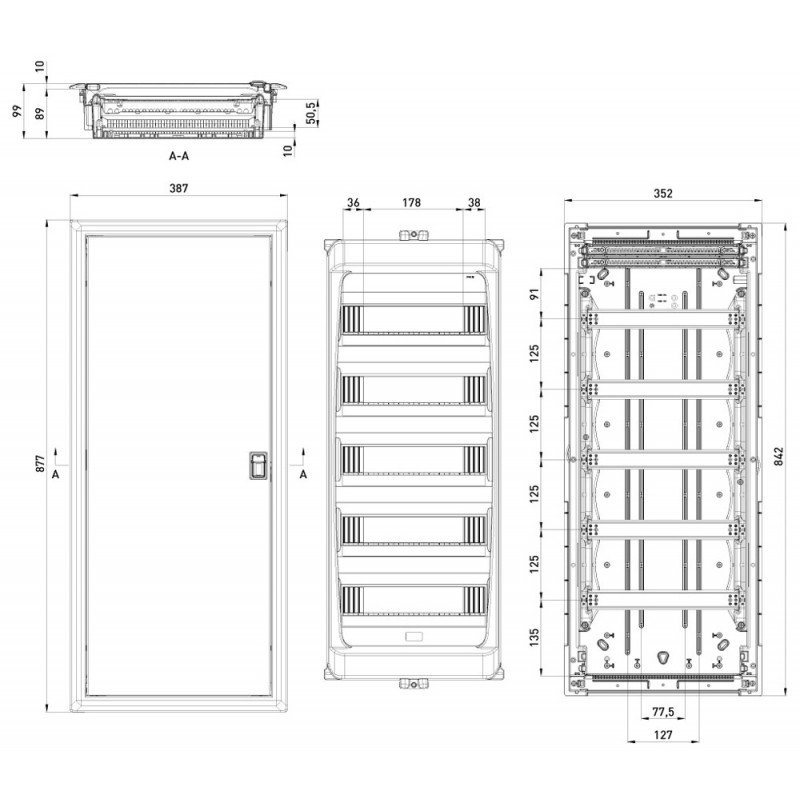 Корпус пластиковий на 70 модулів e.plbox.industrial.w.70 вбудованний, IP40