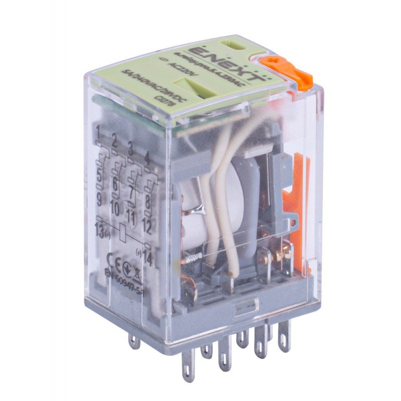 Реле проміжне e.relay.pro.5.4.230AC, 5А, 4 групи контактів, котушка 230В АC