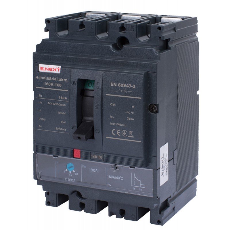 Силовий автоматичний вимикач e.industrial.ukm.160R.160 з регулюванням, 3р, 160А