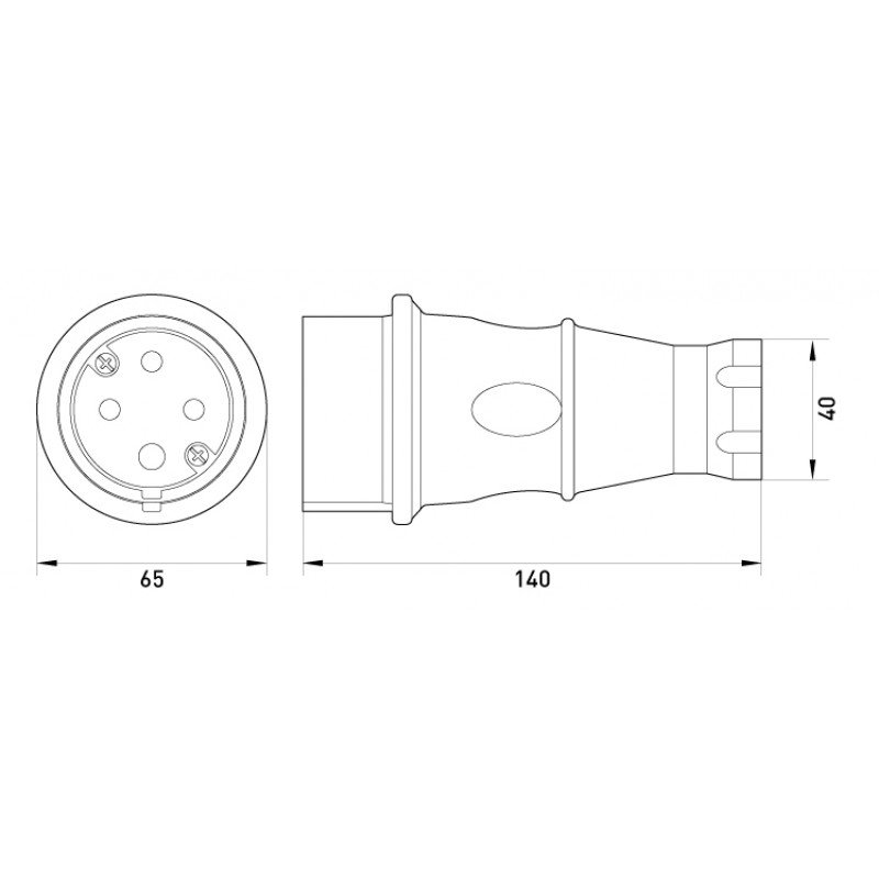 Силова вилка переносна каучукова e.plug.rubber.070.32, 4п., 32А