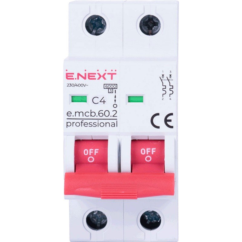 Модульний автоматичний вимикач e.mcb.pro.60.2.C 4 new, 2р, 4А, C, 6кА new