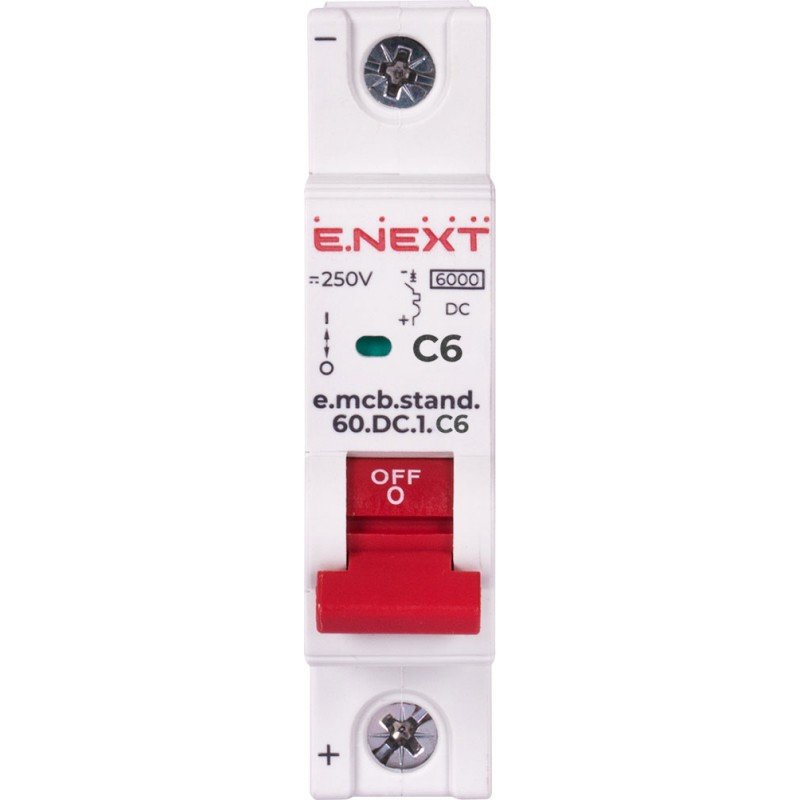 Модульний автоматичний вимикач e.mcb.stand.60.DC.1.C6, 1р, 6А, C, 6кА, DC