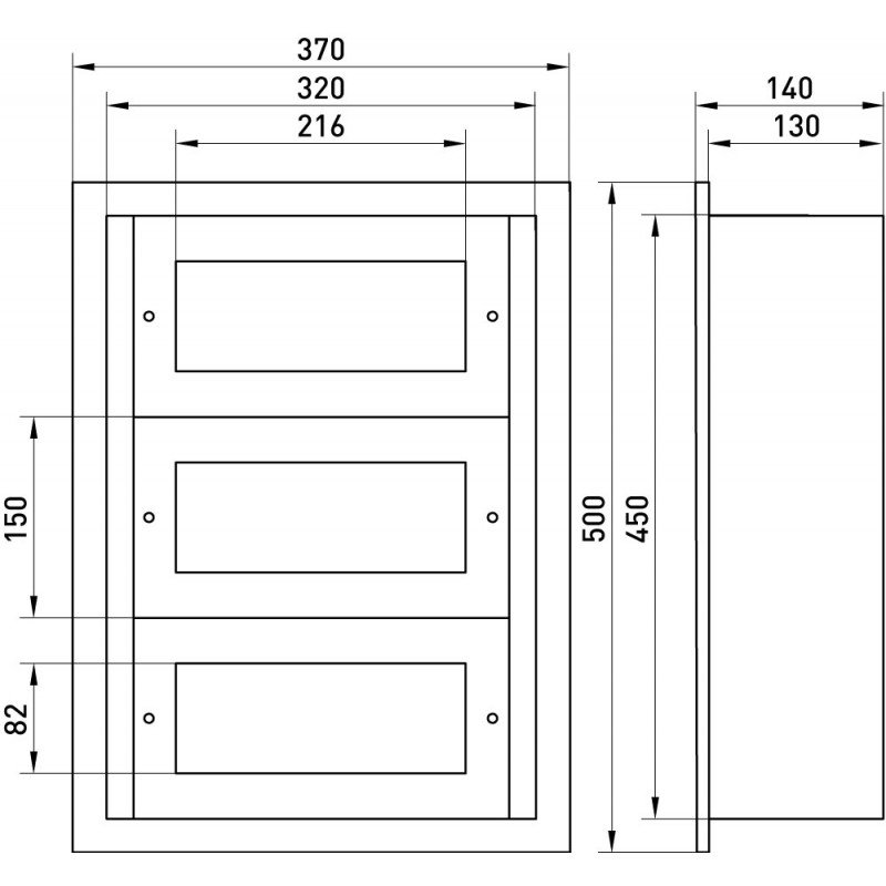 Корпус металевий e.mbox.industrial.w.36z IP41, що вбудовується, на 36 модулів