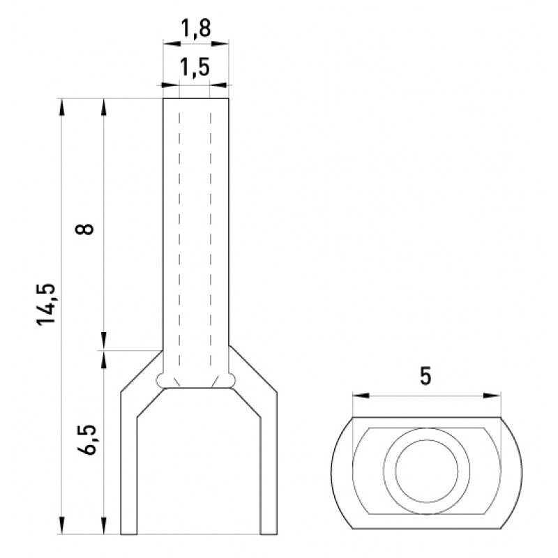 Ізольований наконечник e.terminal.stand.te.2.0.5.white (TE0508 white) 2x0,5 кв.мм, білий