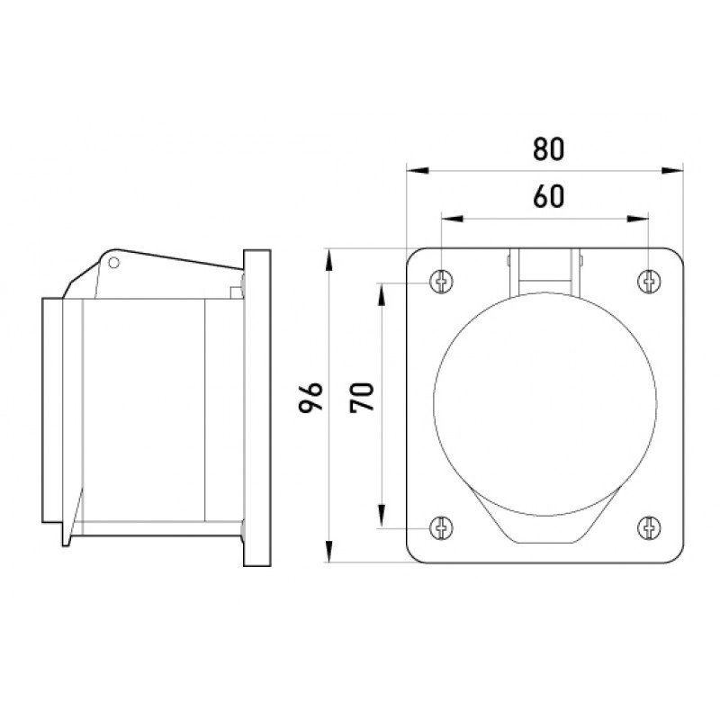 Силова розетка, що вбудовується e.socket.pro.5.32.wall, 5п., 380В, 32А (425)