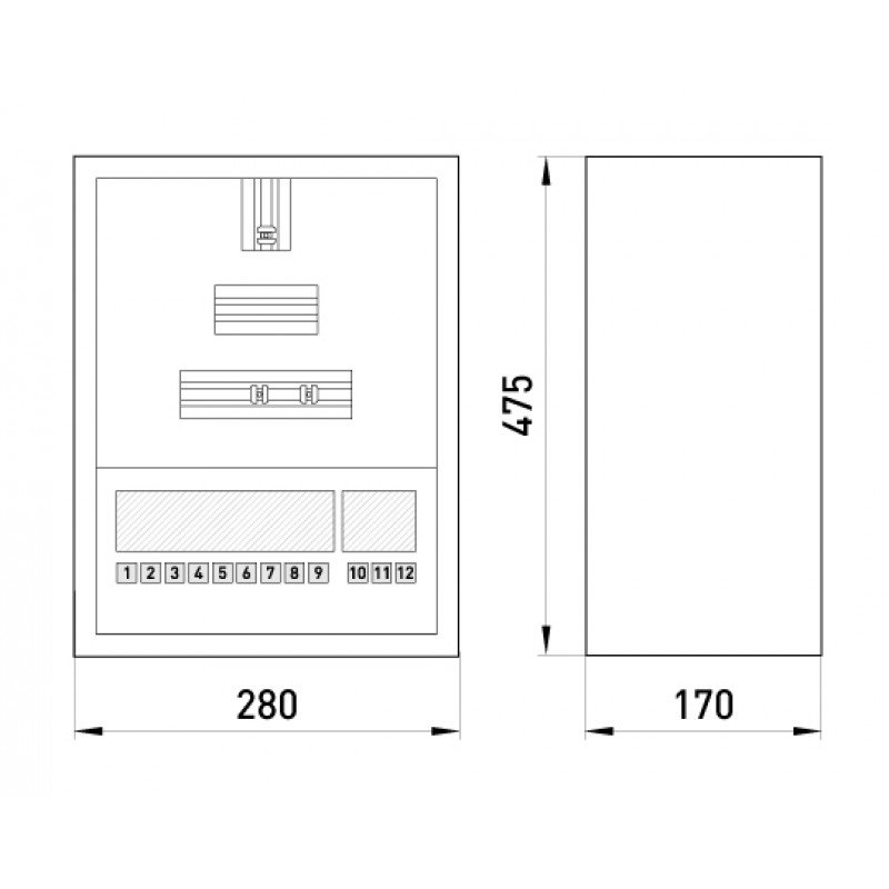 Корпус e.mbox.stand.n.f3.12.z металевий, під 3-ф. лічильник, 12 мод., навісний, з замком