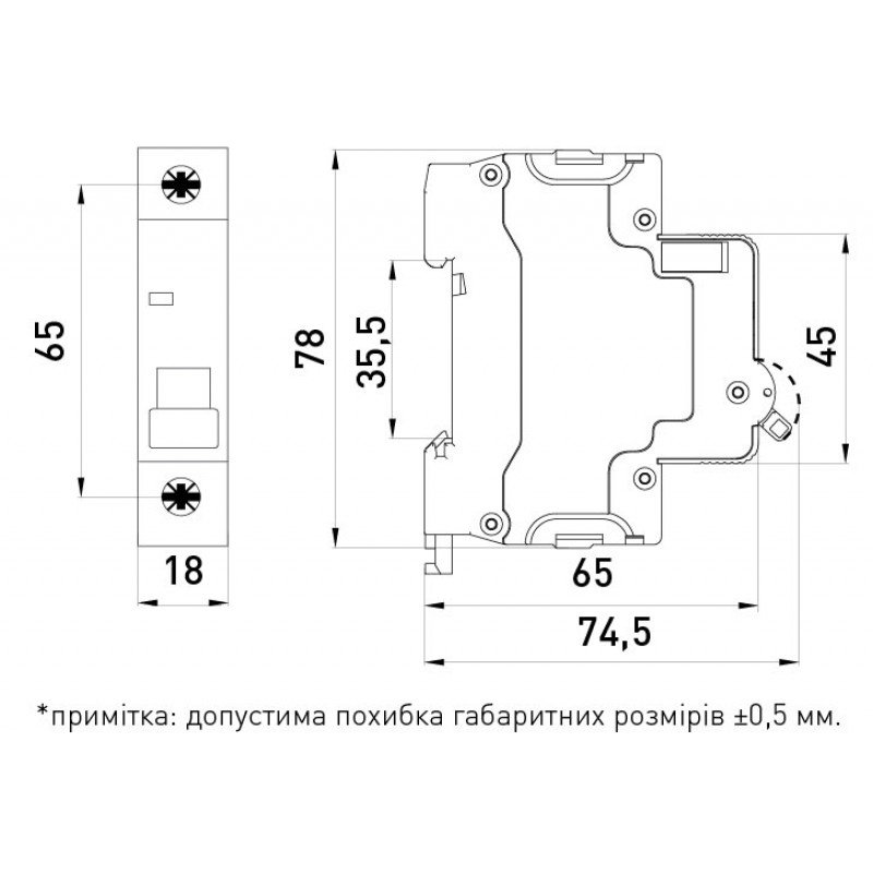 Модульний автоматичний вимикач e.mcb.stand.60.1.D40, 1р, 40А, D, 6кА