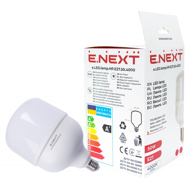Лампа світлодіодна e.LED.lamp.HP.E27.50.4000