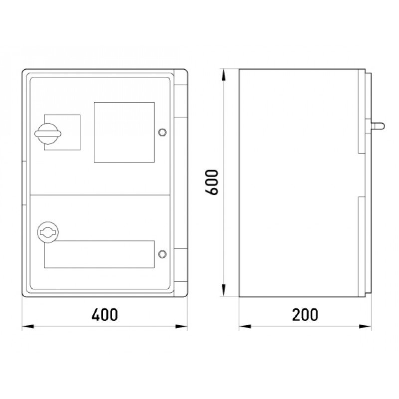 Корпус удароміцний з АБС-пластика e.plbox.400.600.200.3f.20m.blank, 400х600х200мм, IP65 з панеллю під 3 - фазний лічильник та 20 модулів