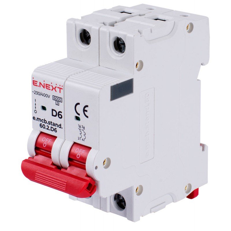 Модульний автоматичний вимикач e.mcb.stand.60.2.D6, 2р, 6А, D, 6кА