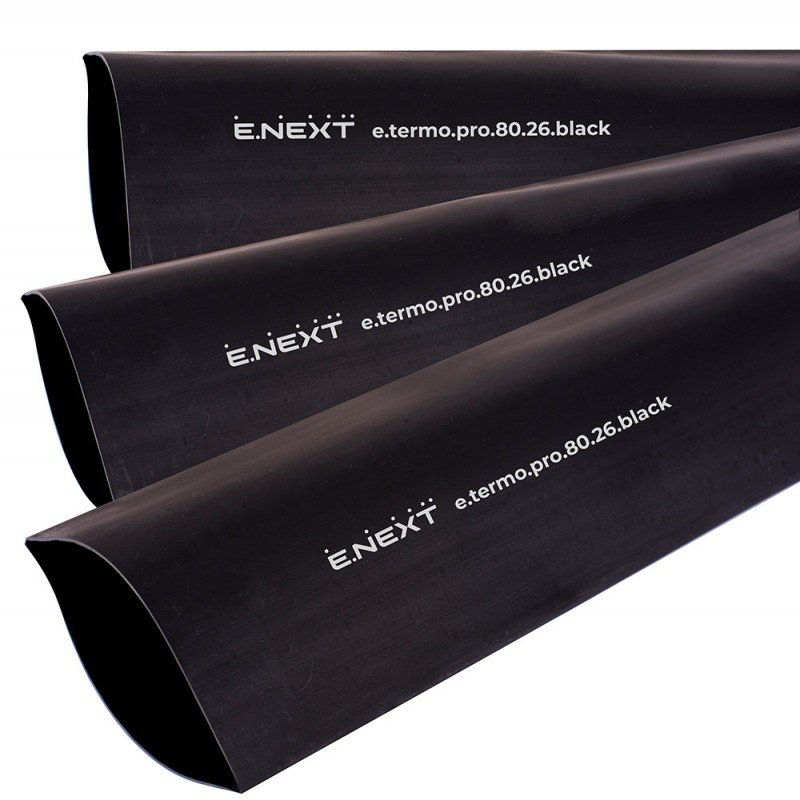 Термоусаджувальна трубка з клейовим шаром e.termo.pro.80.26.black, 80/26, 1м, чорна