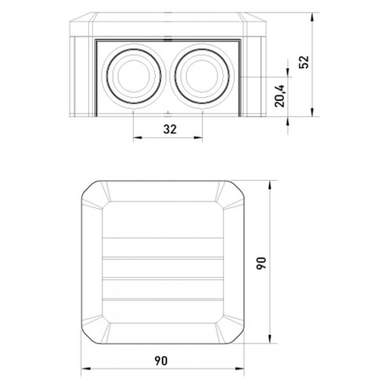 Коробка розподільча Obo Bettermann T 40, 90х90х52, IP 55, світлосіра, з кабельними вводами
