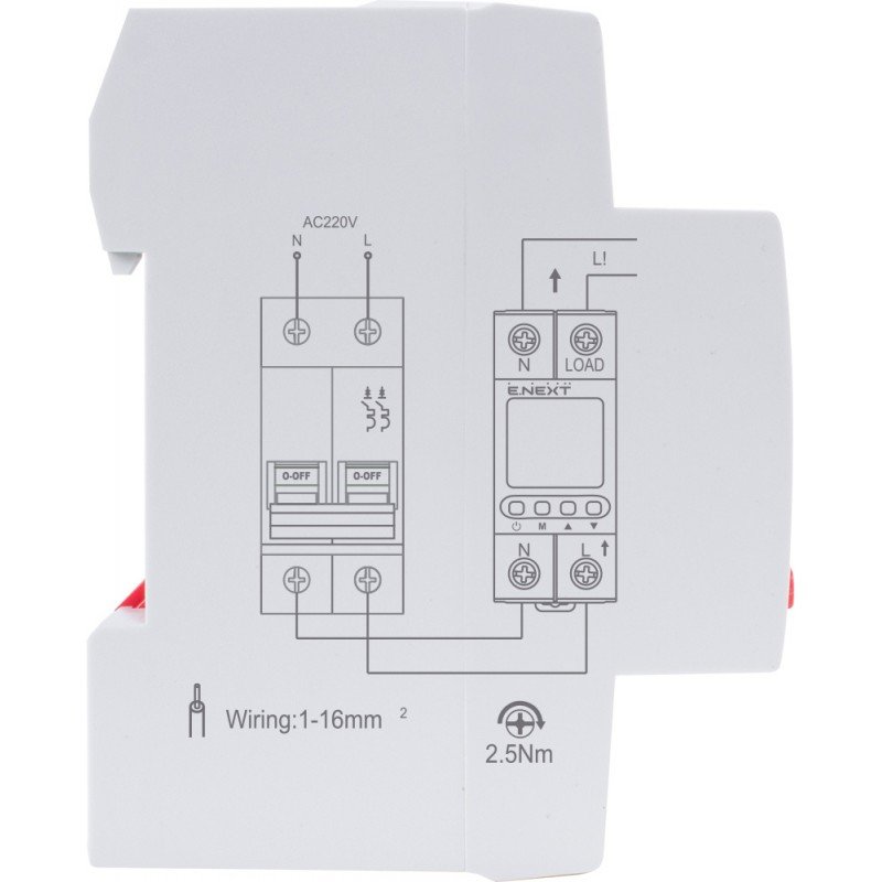 Реле контролю напруги однофазне 63А з індикацією e.control.v63
